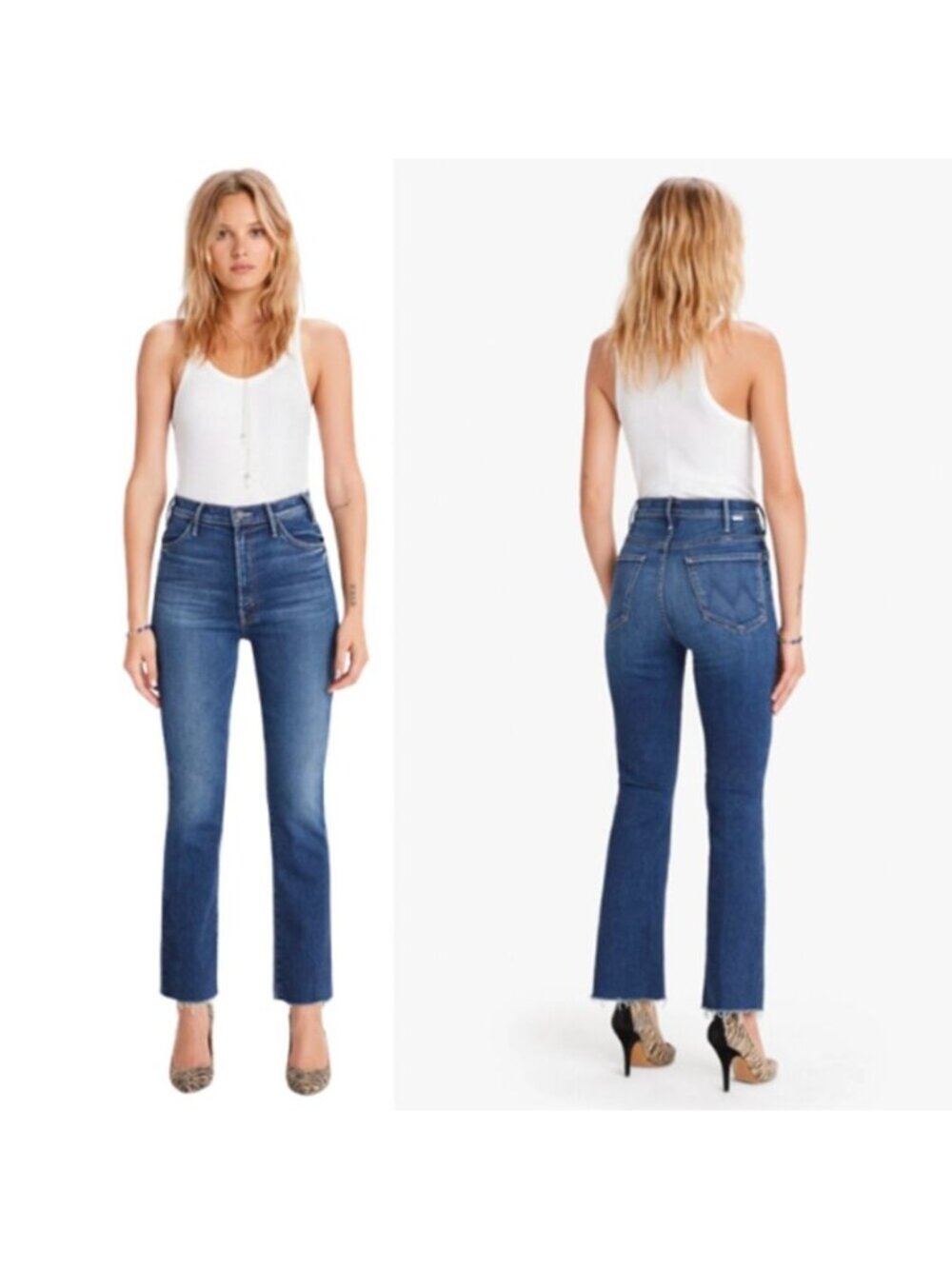 NWT Mother The Hustler Ankle Fray Bombay Lost and Found Jeans Blue Size: 27